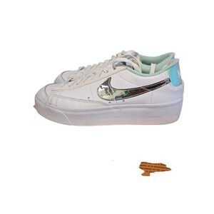 Nike Blazer Low Platform White Metallic Silver DQ7654-100 Womens Size 9 Shoes
